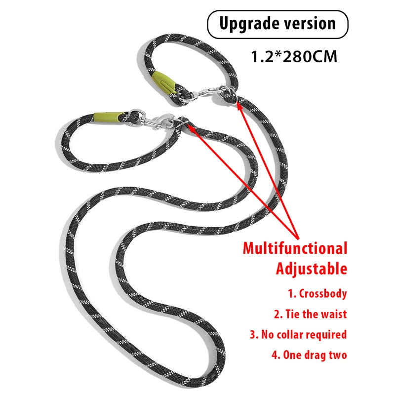 Reflective Hands-Free Nylon Leash for Pets